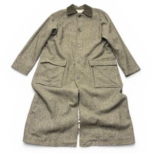 Flax Jeanne Engelhart Wool Blend Tweed Coat Corduroy Collar Retro Green Size M